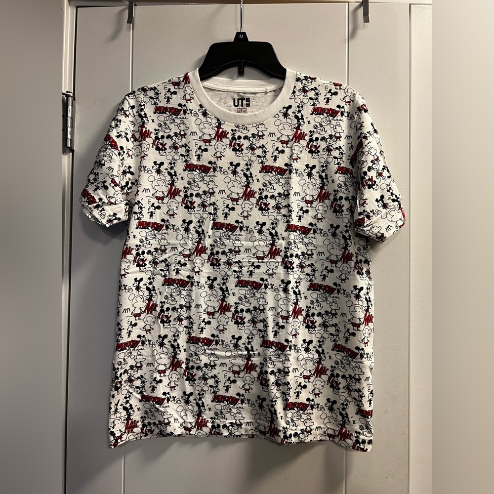Uniqlo Disney Mickey Mouse All Over Graphic Tee - White/Red Jeffrey Brown Small